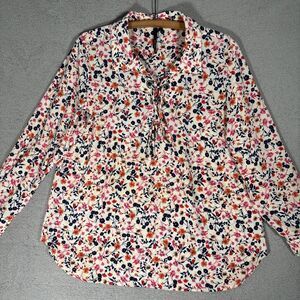 Kay Celine Peasant Top Women’s Size XL Floral‎ Coreset Tie Neck Boho Cottagecore